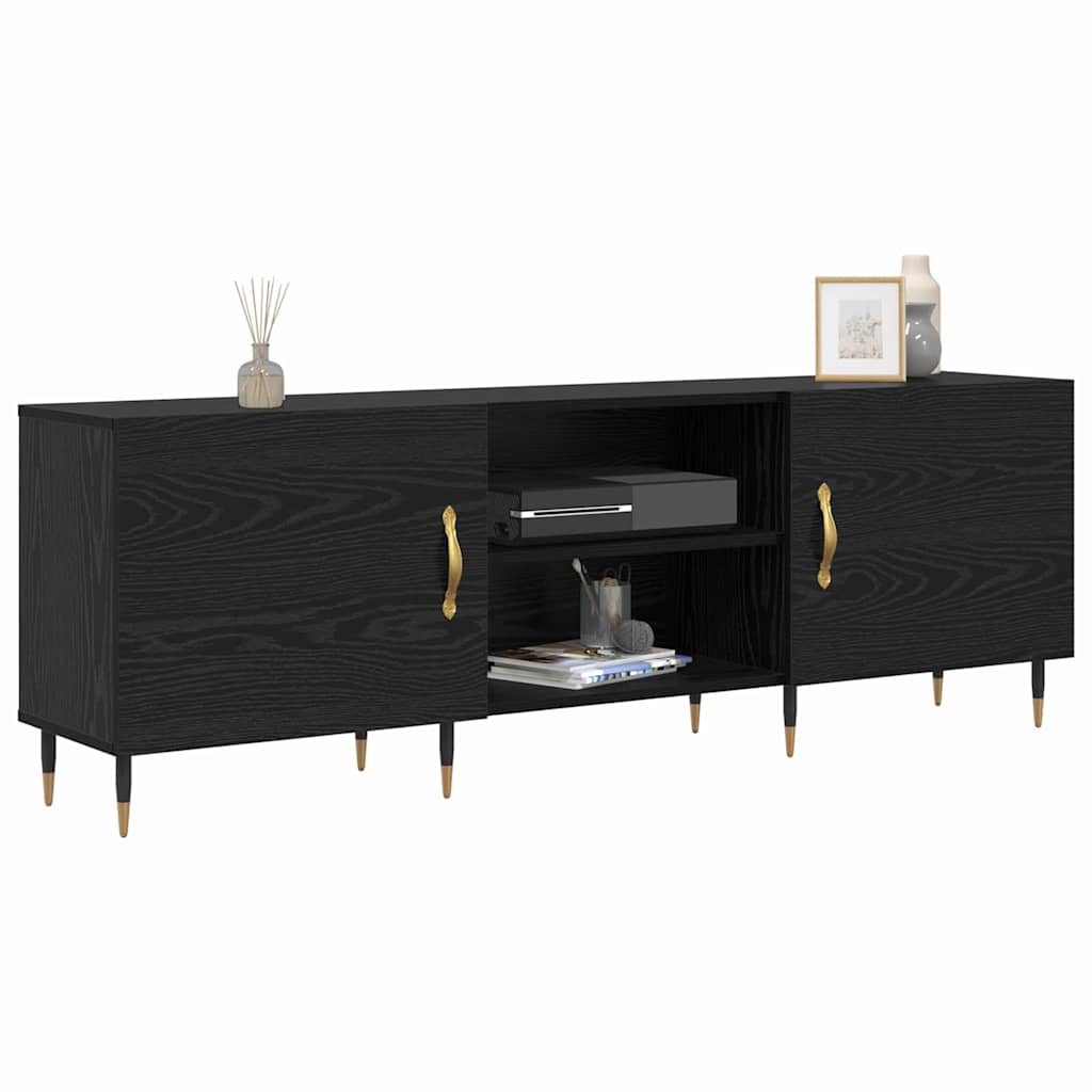 Mobile TV Rovere nero 150 x 30 x 50 cm Legno multistrato
