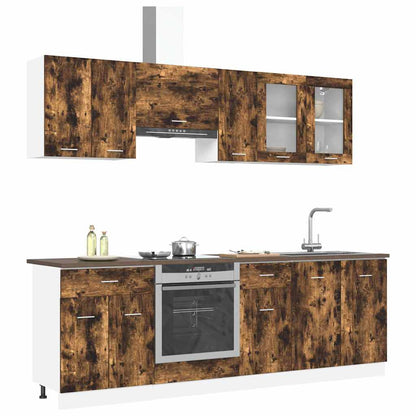 Set di mobili da cucina con cassetto Lyon 8 pcs Rovere fumo