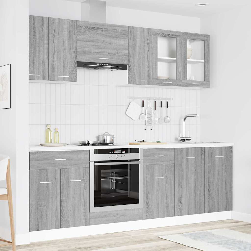 Set di mobili da cucina con cassetto Lyon 8 pcs Grigio Sonoma