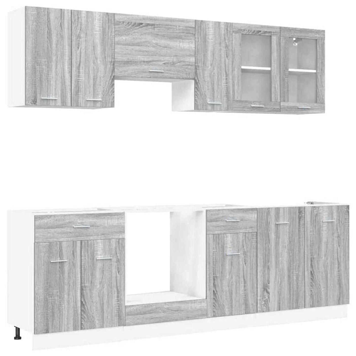 Set di mobili da cucina con cassetto Lyon 8 pcs Grigio Sonoma