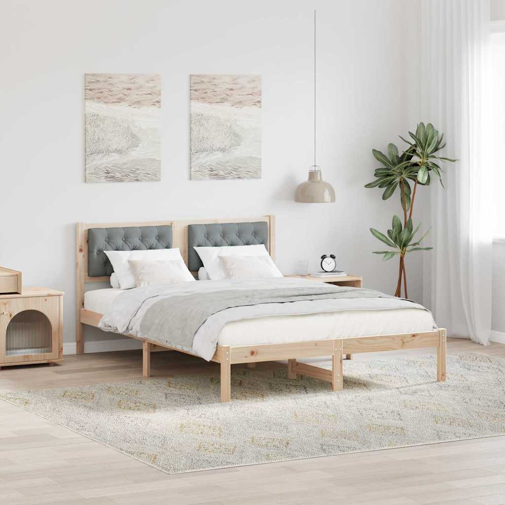 Struttura del letto Grigio chiaro 140 x 190 cm Pino massello