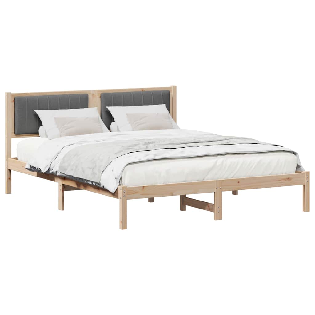 Letto con Testiera Rivestita Grigio scuro 160 x 200 cm