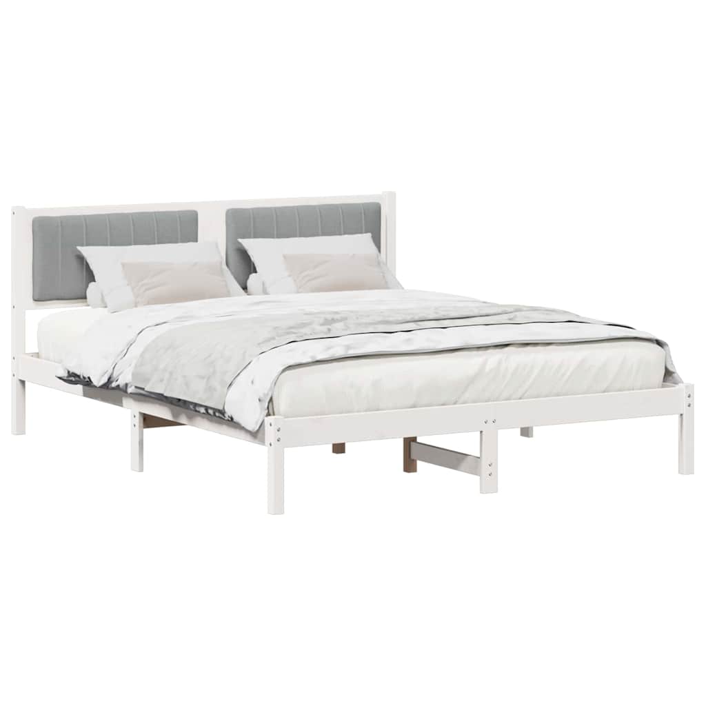 Letto con Testiera Rivestita Grigio chiaro 160 x 200 cm