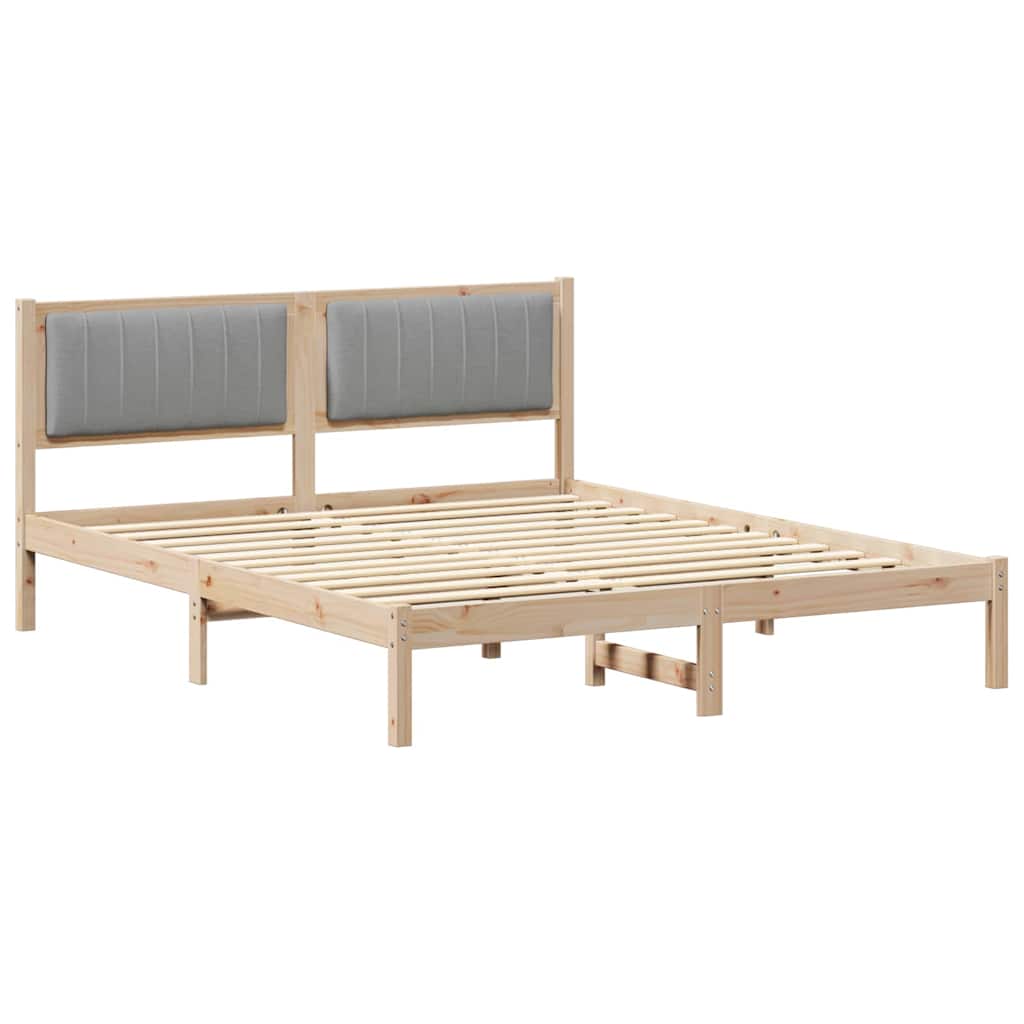 Letto con Testiera Rivestita Grigio chiaro 150 x 200 cm