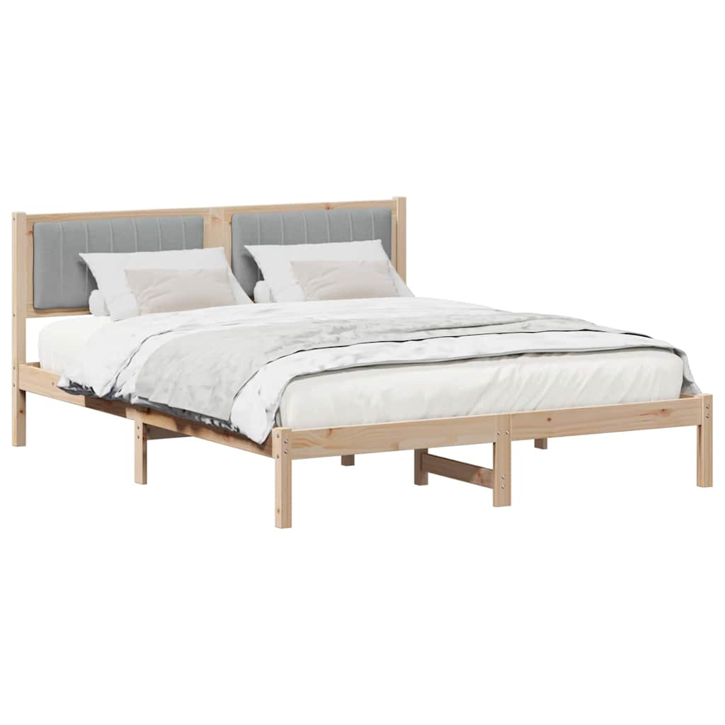Letto con Testiera Rivestita Grigio chiaro 150 x 200 cm