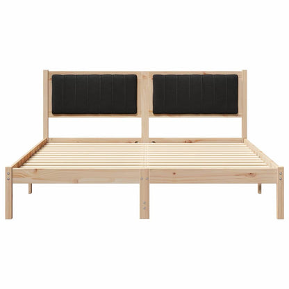 Letto con Testiera Rivestita Nero 150 x 200 cm Pino massello