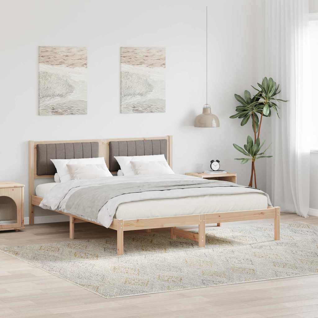 Letto con Testiera Rivestita Talpa 150 x 200 cm Pino massello