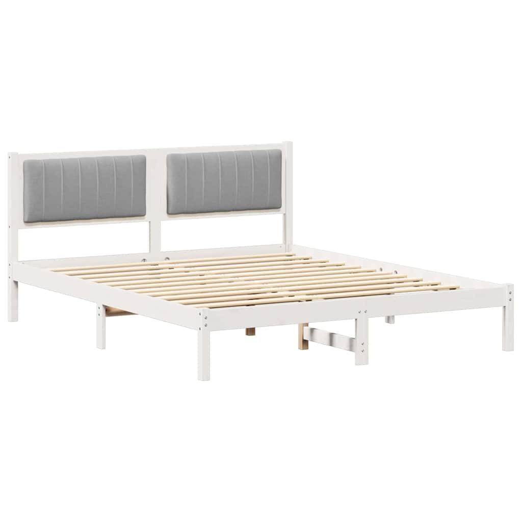 Letto con Testiera Rivestita Grigio chiaro 150 x 200 cm
