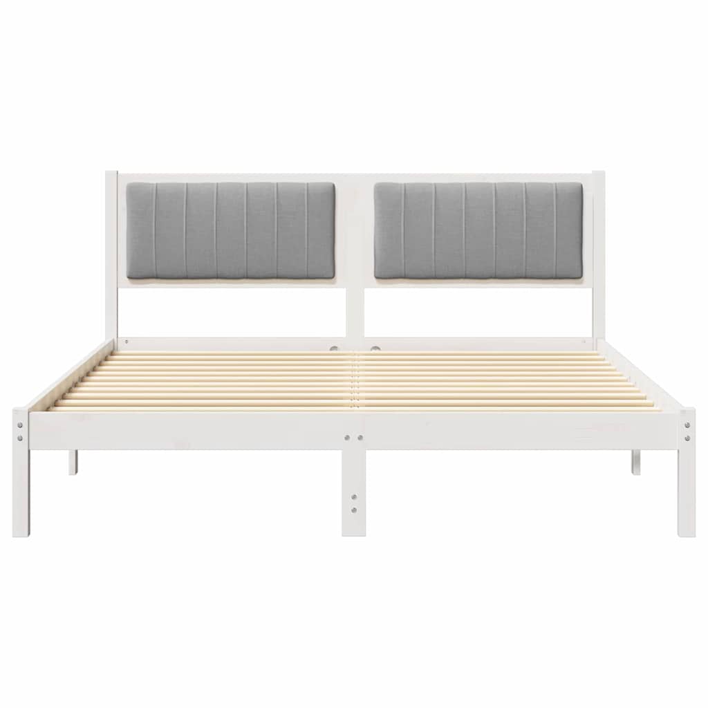 Letto con Testiera Rivestita Grigio chiaro 150 x 200 cm