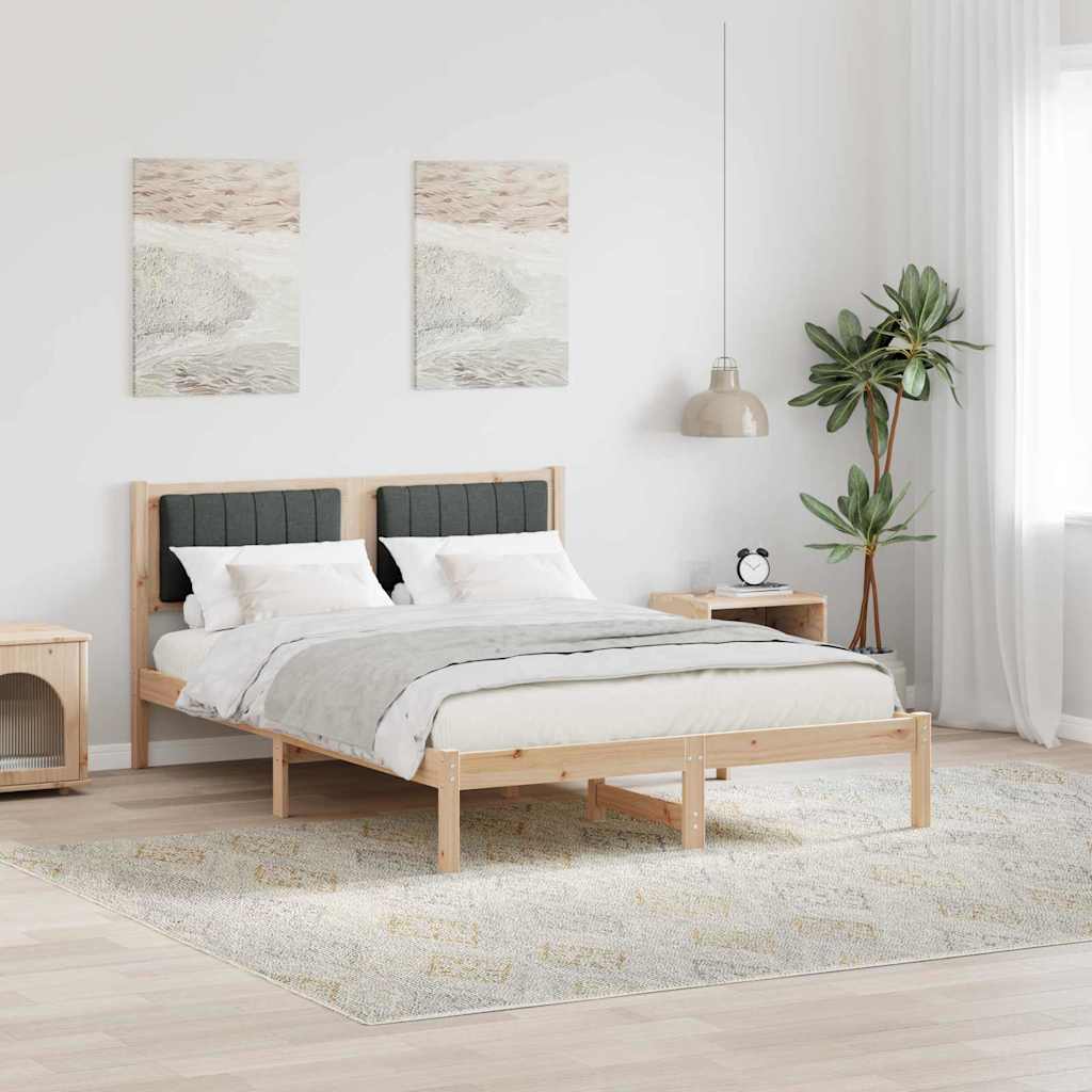 Letto con Testiera Rivestita Grigio scuro 140 x 200 cm