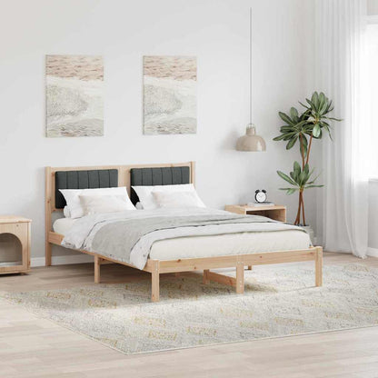 Letto con Testiera Rivestita Grigio scuro 140 x 200 cm