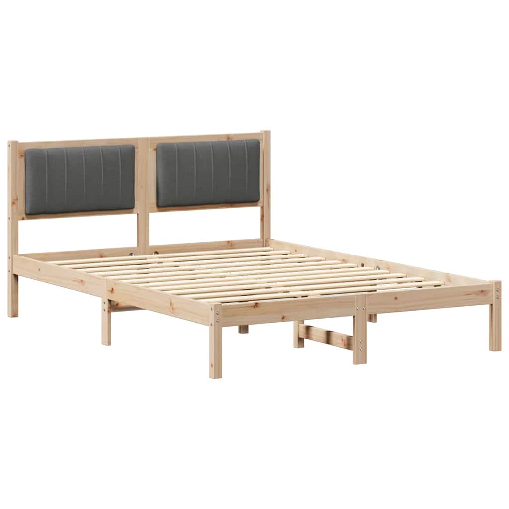 Letto con Testiera Rivestita Grigio scuro 140 x 200 cm