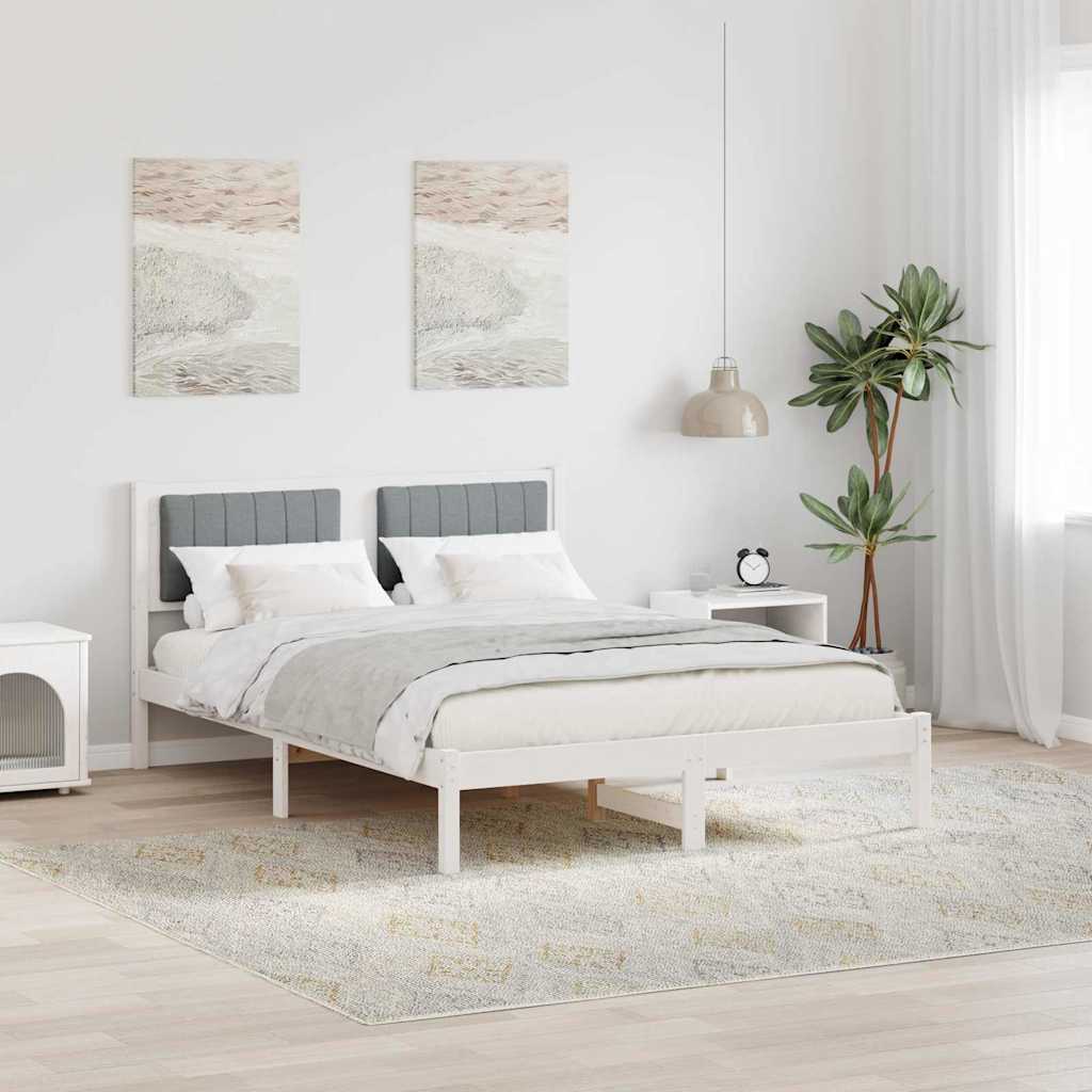 Letto con Testiera Rivestita Grigio chiaro 140 x 200 cm