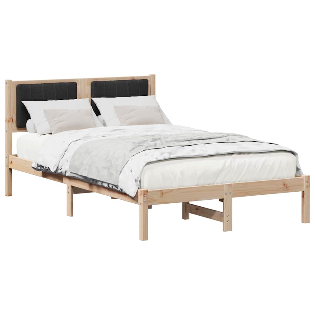Letto con Testiera Rivestita Nero 120 x 200 cm Pino massello
