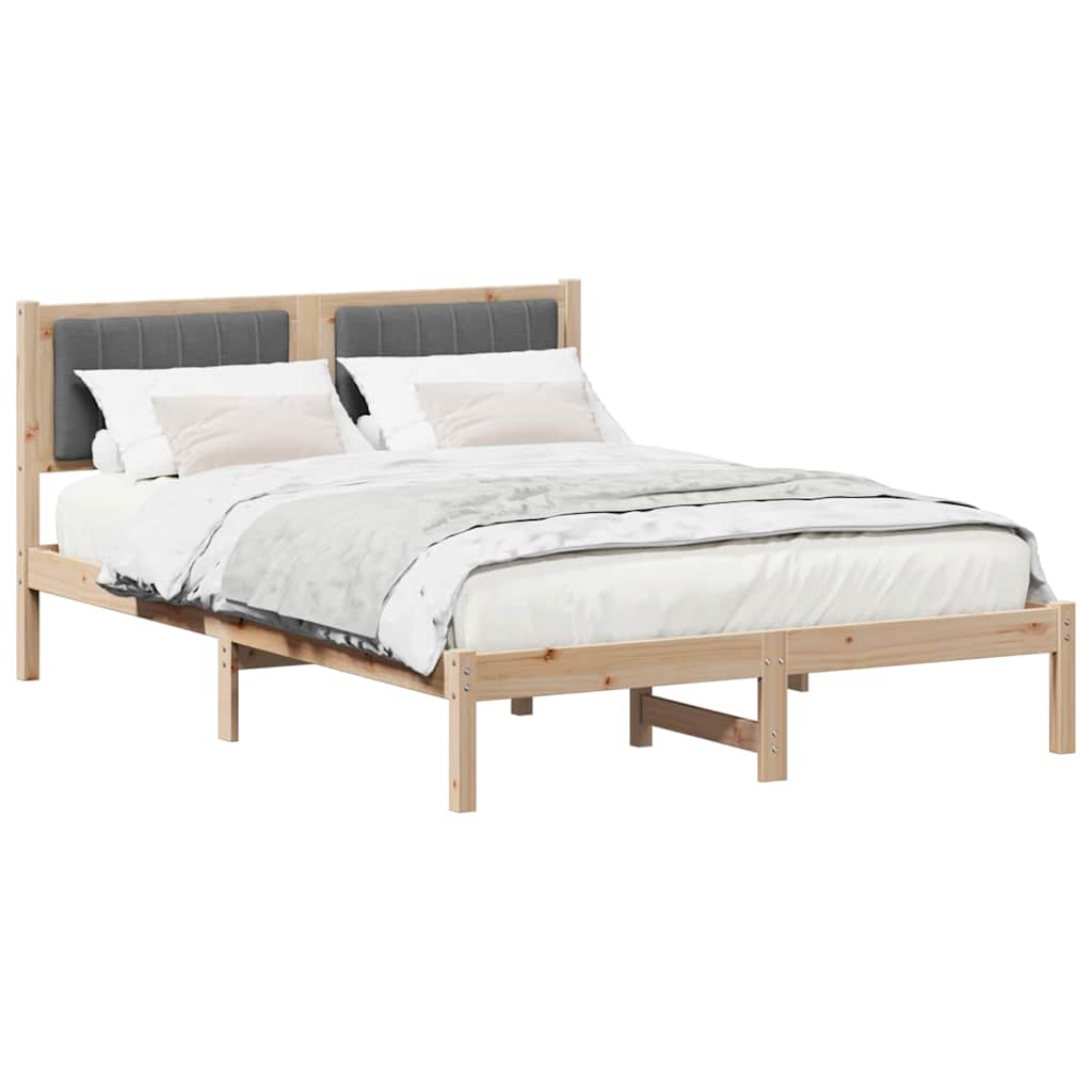 Letto con Testiera Rivestita Grigio scuro 140 x 190 cm
