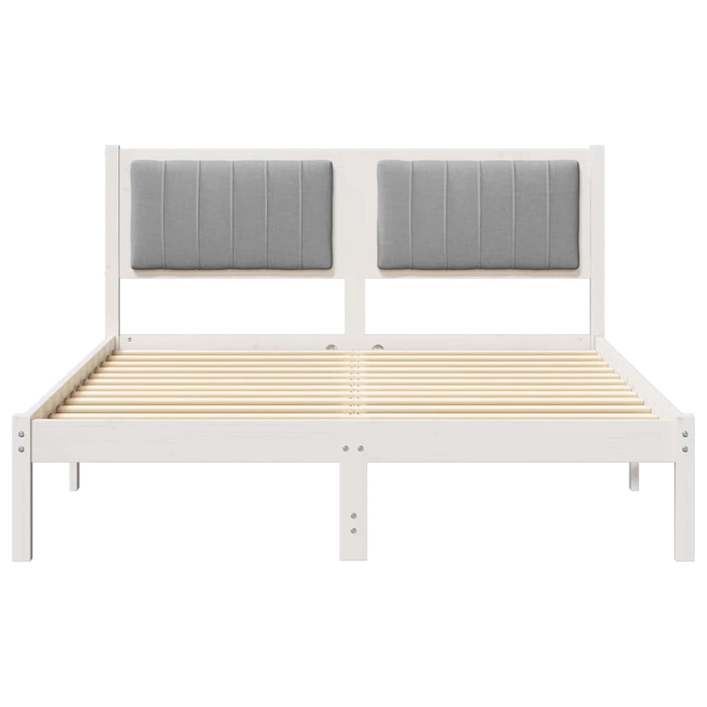 Letto con Testiera Rivestita Grigio chiaro 140 x 190 cm