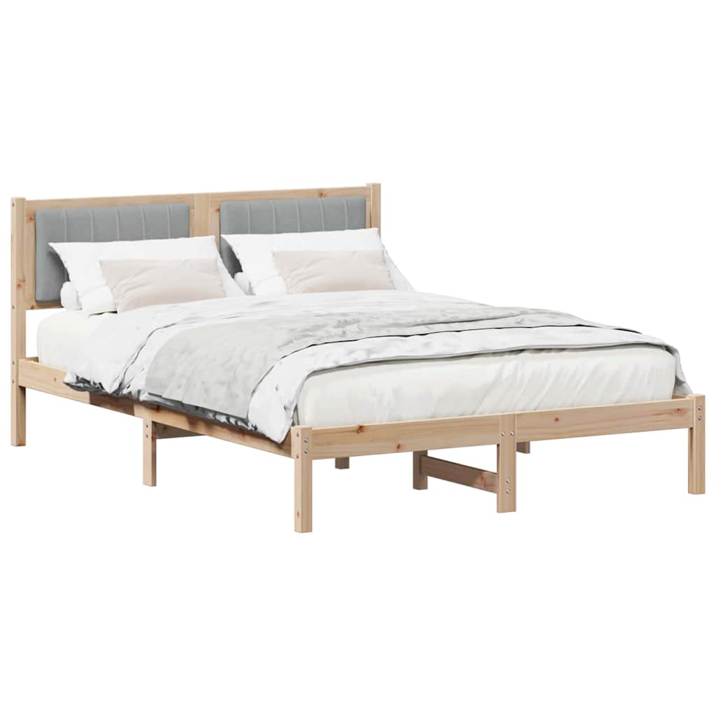 Letto con Testiera Rivestita Grigio chiaro 135 x 190 cm