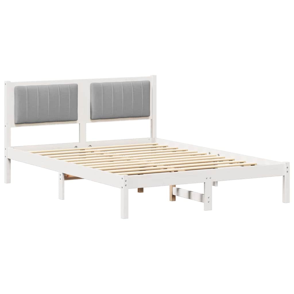 Letto con Testiera Rivestita Grigio chiaro 135 x 190 cm