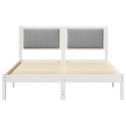 Letto con Testiera Rivestita Grigio chiaro 135 x 190 cm