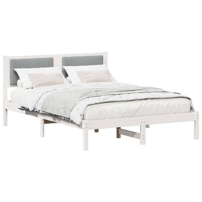 Letto con Testiera Rivestita Grigio chiaro 135 x 190 cm