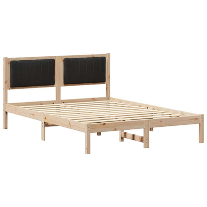 Letto con Testiera Rivestita Nero 120 x 190 cm Pino massello