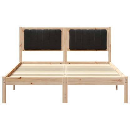 Letto con Testiera Rivestita Nero 120 x 190 cm Pino massello