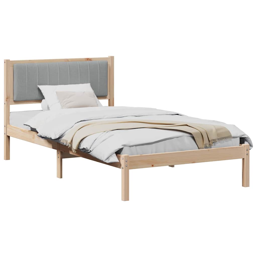 Letto con Testiera Rivestita Grigio chiaro 100 x 200 cm