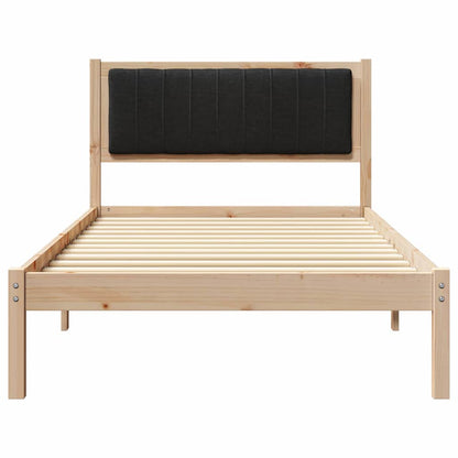 Letto con Testiera Rivestita Nero 100 x 200 cm Pino massello