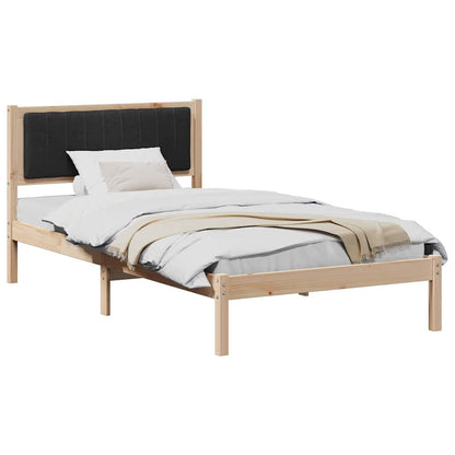 Letto con Testiera Rivestita Nero 100 x 200 cm Pino massello