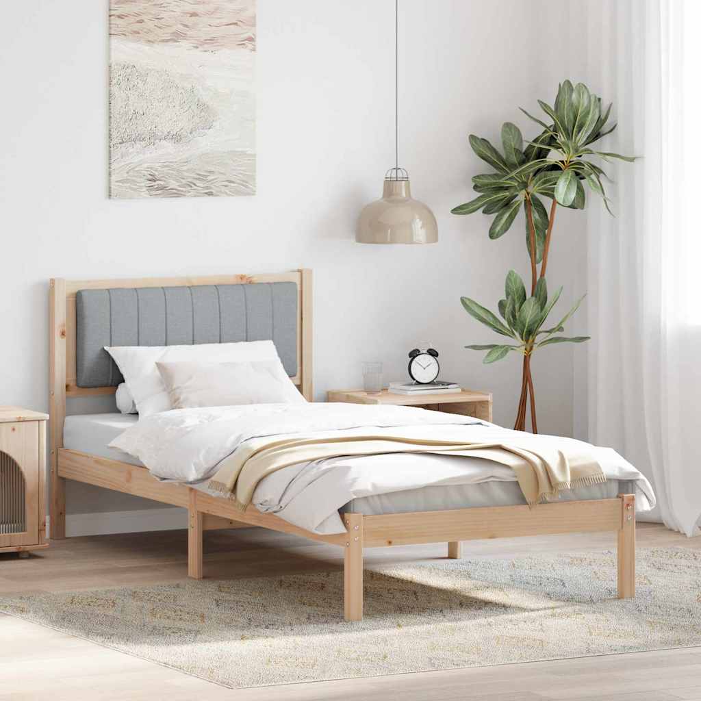 Letto con Testiera Rivestita Grigio chiaro 90 x 200 cm
