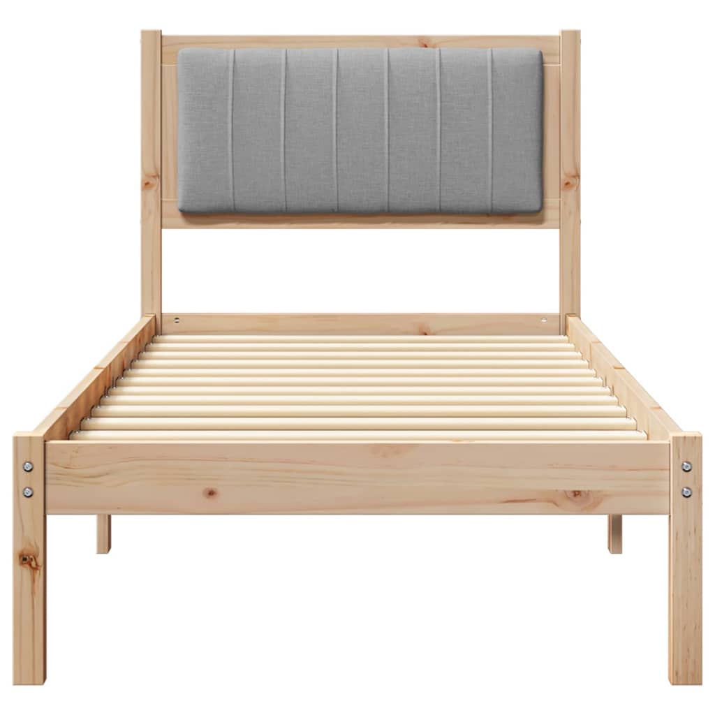 Letto con Testiera Rivestita Grigio chiaro 80 x 200 cm