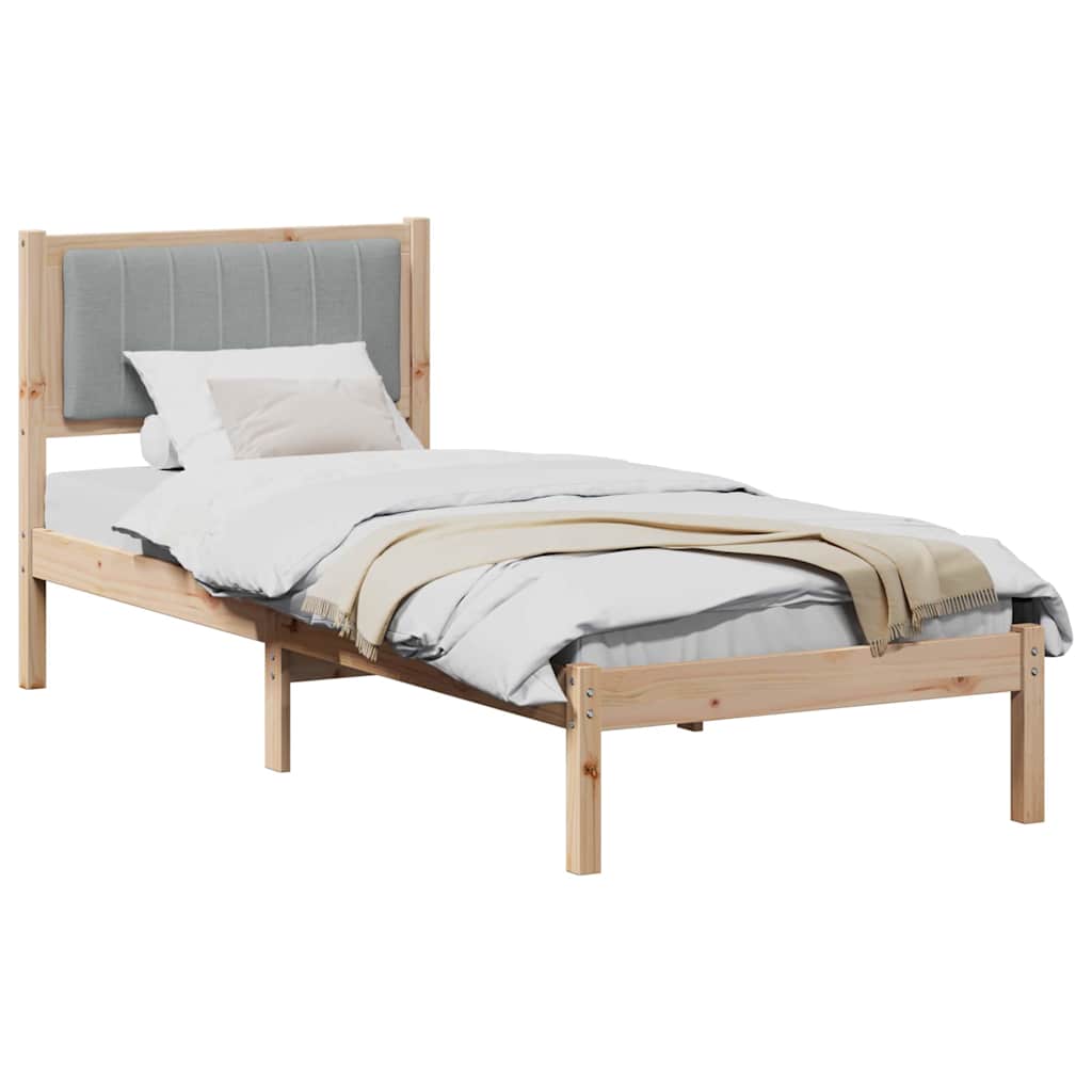 Letto con Testiera Rivestita Grigio chiaro 80 x 200 cm