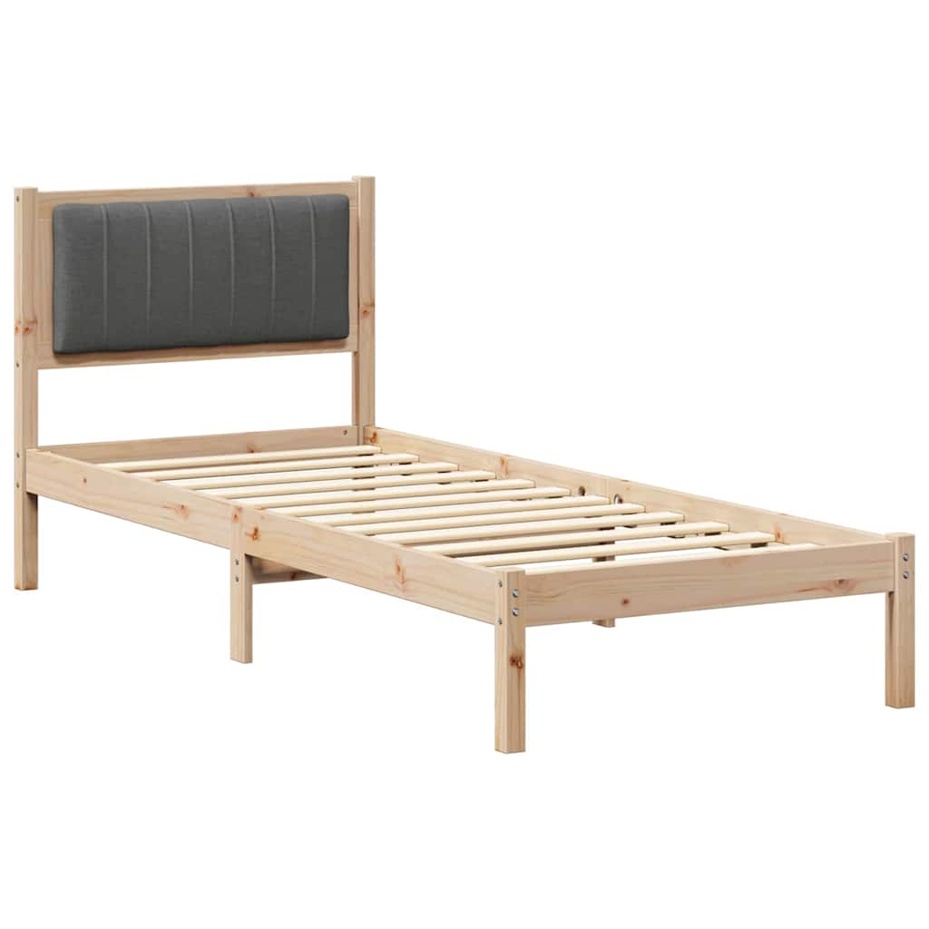 Letto con Testiera Rivestita Grigio scuro 80 x 200 cm