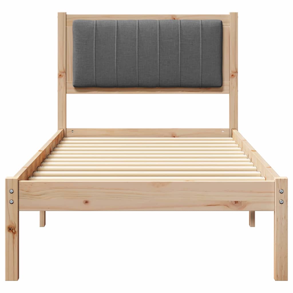 Letto con Testiera Rivestita Grigio scuro 80 x 200 cm