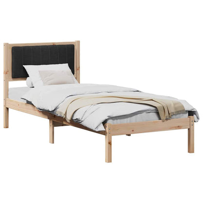Letto con Testiera Rivestita Nero 80 x 200 cm Pino massello