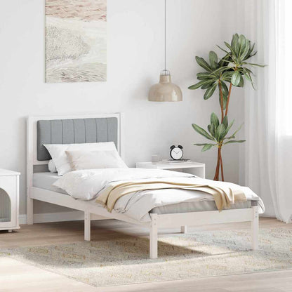Letto con Testiera Rivestita Grigio chiaro 80 x 200 cm