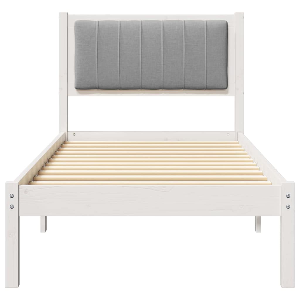 Letto con Testiera Rivestita Grigio chiaro 80 x 200 cm