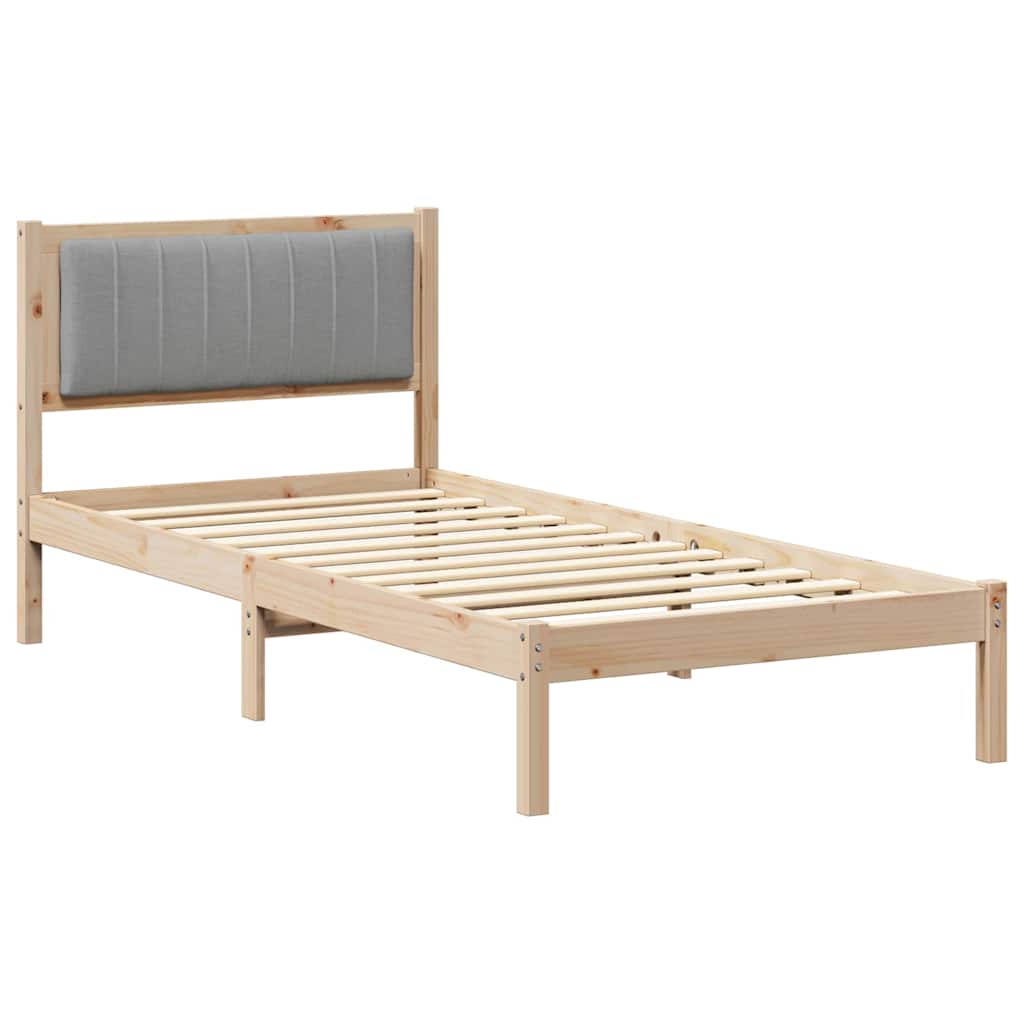 Letto con Testiera Rivestita Grigio chiaro 90 x 190 cm