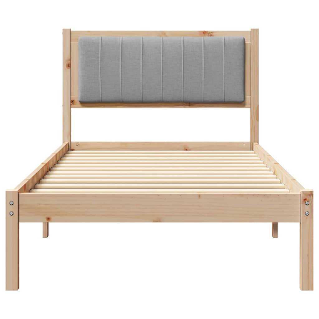 Letto con Testiera Rivestita Grigio chiaro 90 x 190 cm