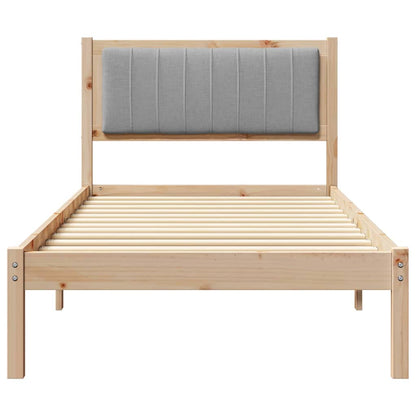 Letto con Testiera Rivestita Grigio chiaro 90 x 190 cm
