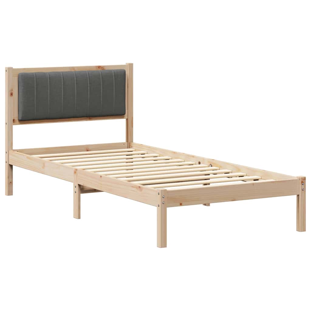 Letto con Testiera Rivestita Grigio scuro 90 x 190 cm