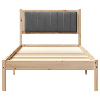 Letto con Testiera Rivestita Grigio scuro 90 x 190 cm