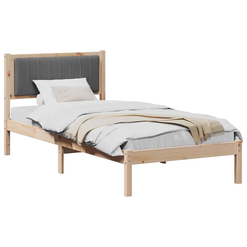 Letto con Testiera Rivestita Grigio scuro 90 x 190 cm