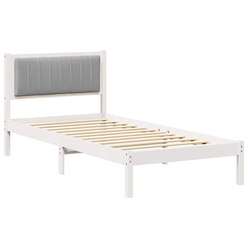 Letto con Testiera Rivestita Grigio chiaro 90 x 190 cm