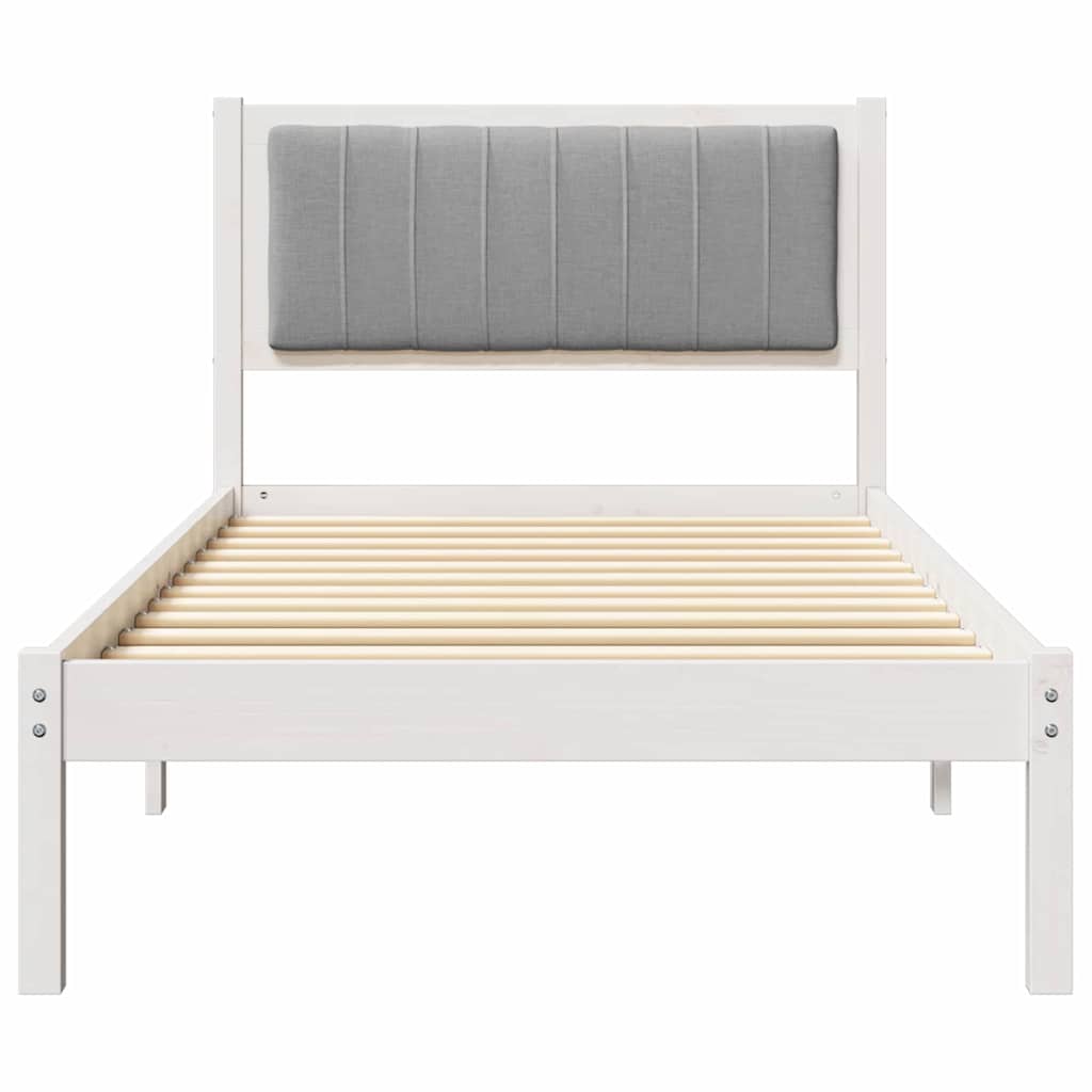 Letto con Testiera Rivestita Grigio chiaro 90 x 190 cm