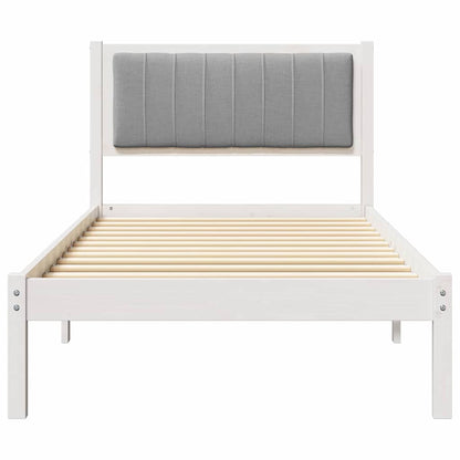 Letto con Testiera Rivestita Grigio chiaro 90 x 190 cm
