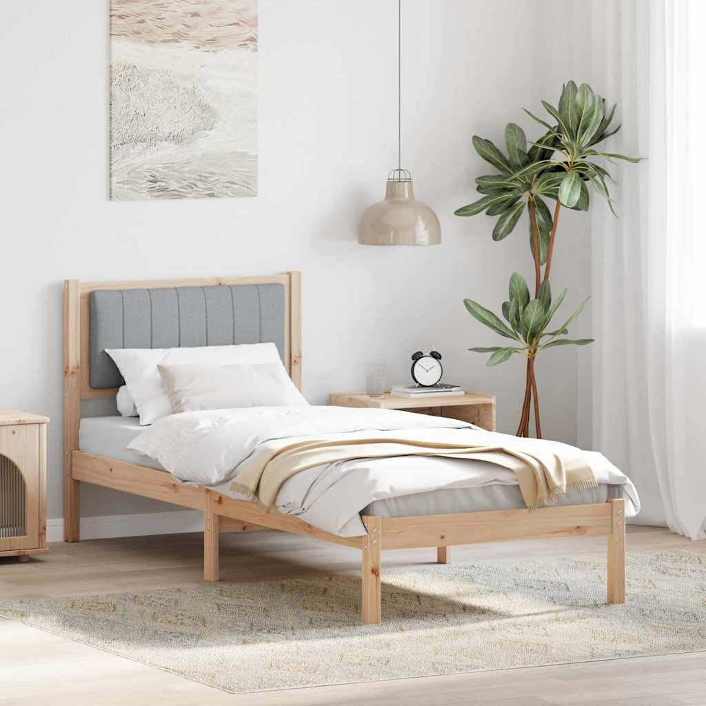 Letto con Testiera Rivestita Grigio chiaro 75 x 190 cm