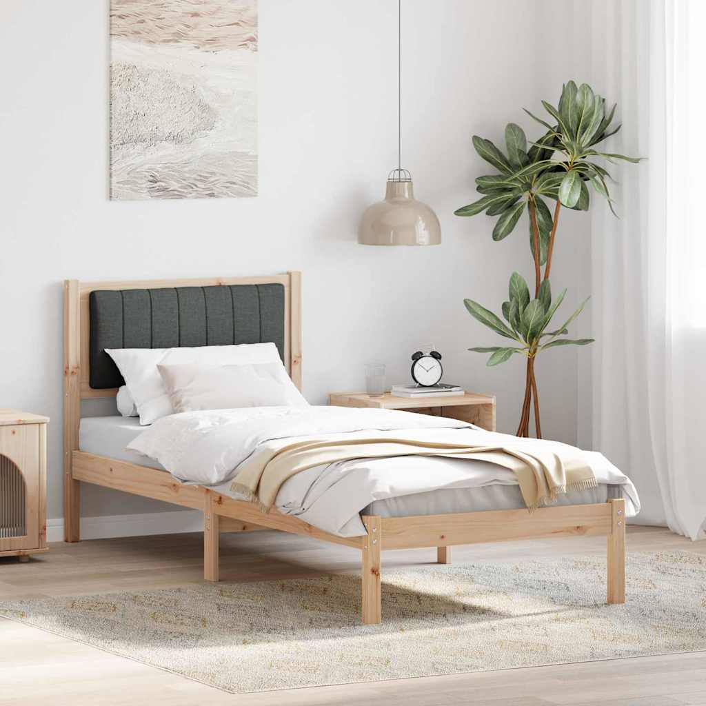 Letto con Testiera Rivestita Grigio scuro 75 x 190 cm