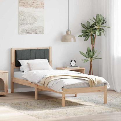 Letto con Testiera Rivestita Grigio scuro 75 x 190 cm
