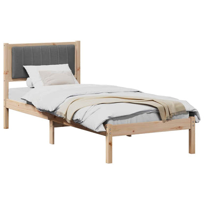 Letto con Testiera Rivestita Grigio scuro 75 x 190 cm